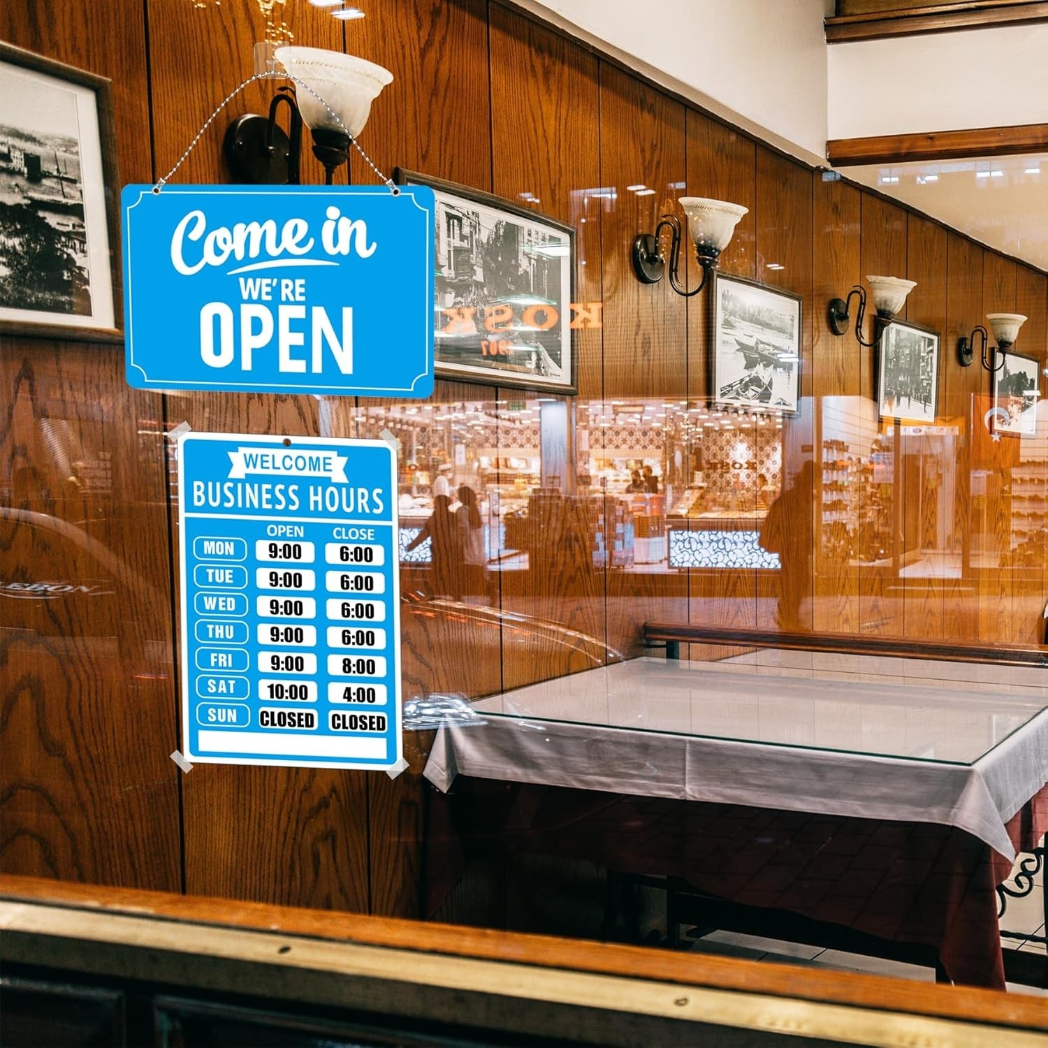 Open Closed Signs Business Hours Sign Set for Window Door Open Signs for Busines