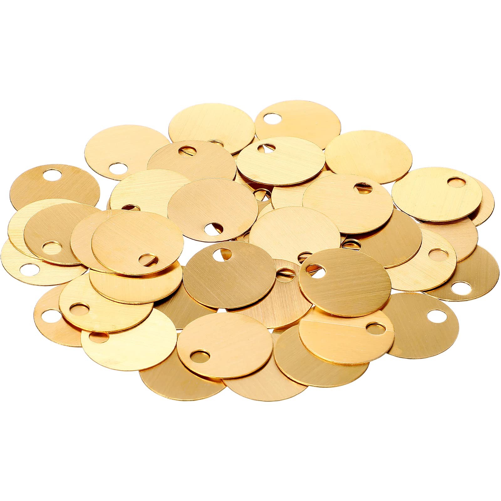 Solid Brass Tags 1.5 Inch Round Golden Blank Stamping ID 75 PCS