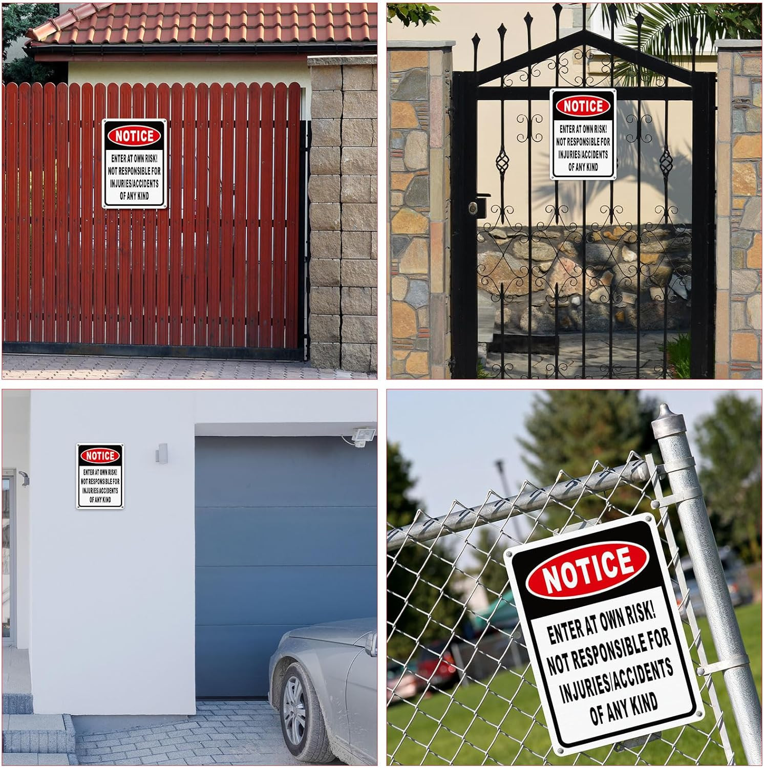 4 Pcs Notice Enter at Own Risk Sign 10 » X 7&Prime; Reflective Aluminum Not