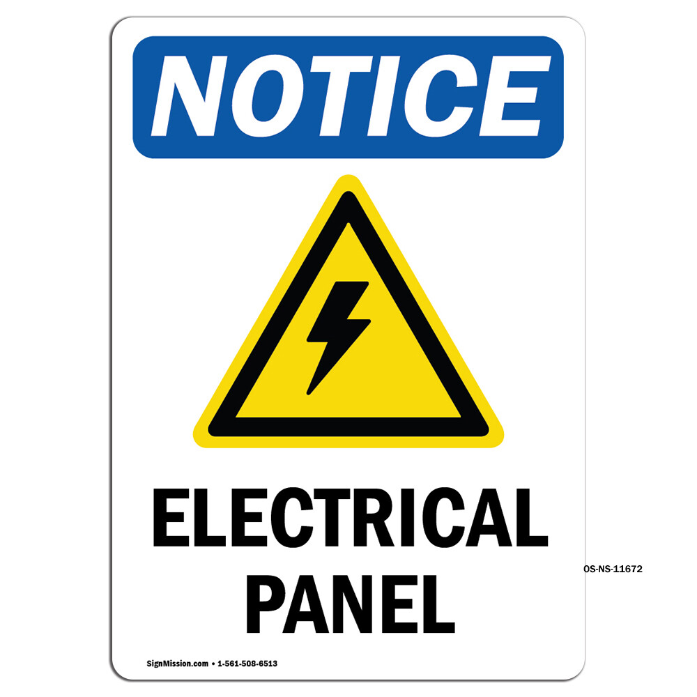 Electrical Panel With Symbol OSHA Notice Sign Metal Plastic Decal