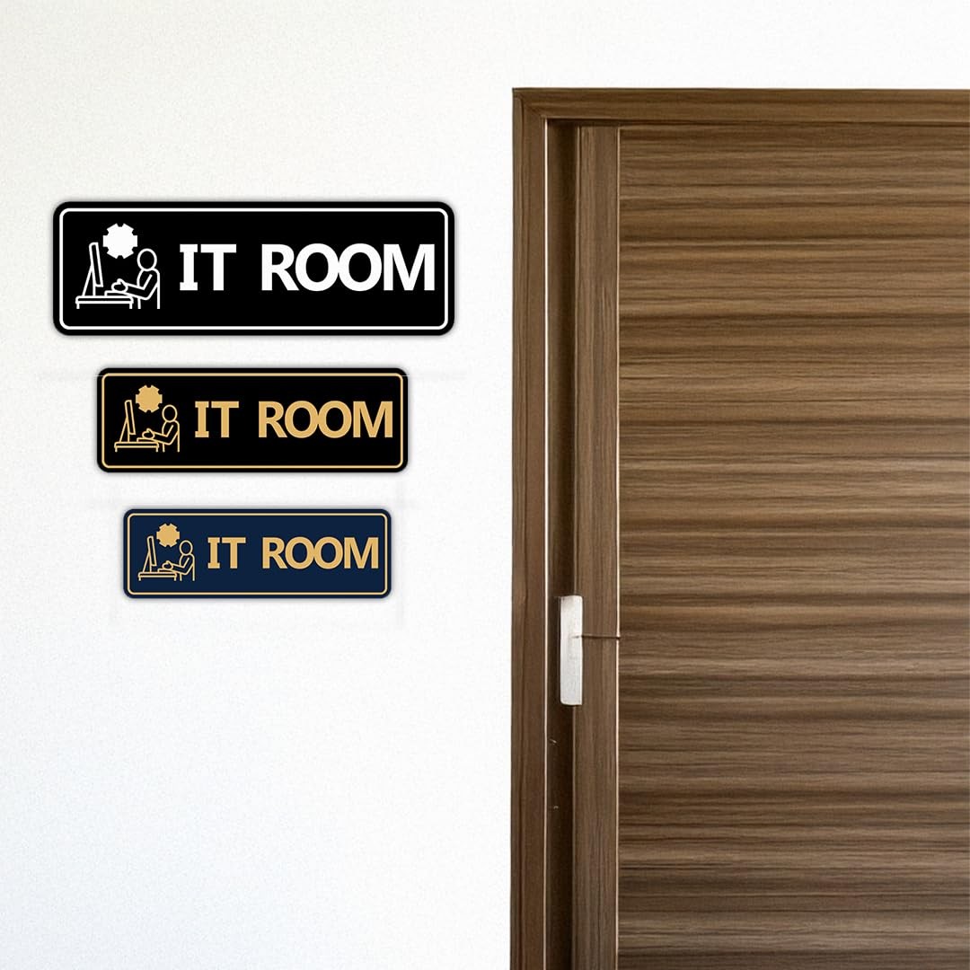 Standard IT Room Sign Brushed Silver Large Office Business Plaque Door Wall