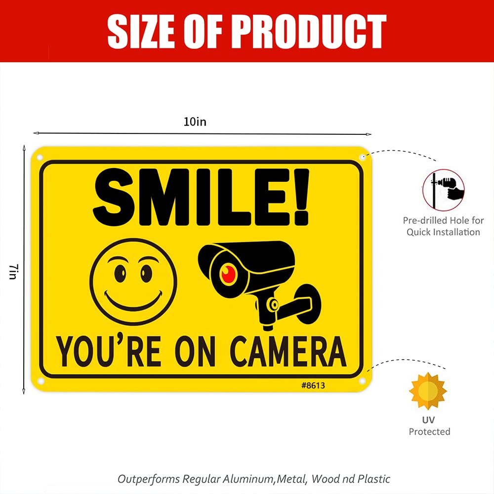 2 Pack Camera Signs 10×7 Inch Security Surveillance Warning Home Office RustFre