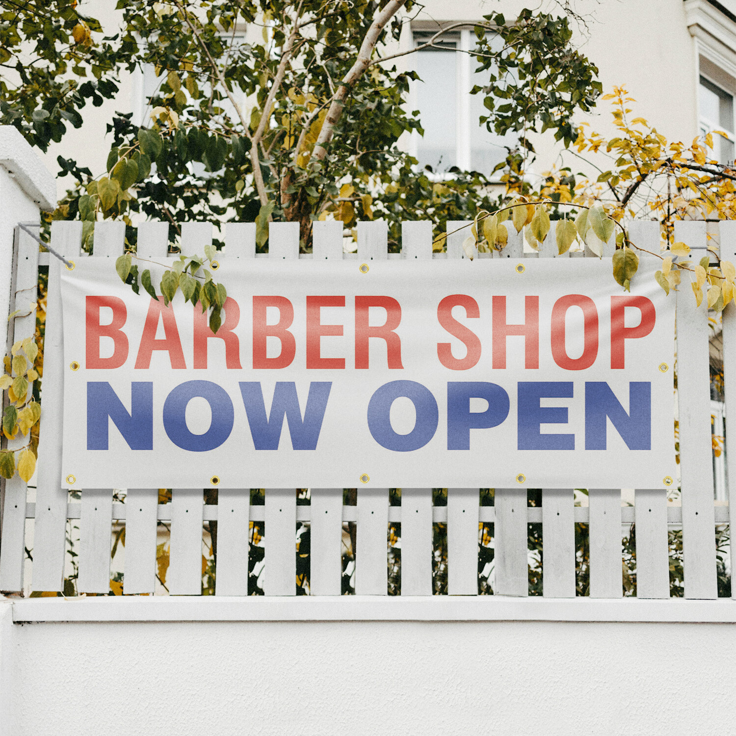 Barber Shop Now Open Vinyl Banner Sign with Metal Grommets Heavy-Duty