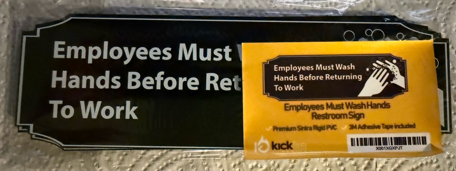 2 Employees Must Wash Hands Before Returning To Work 3&Prime; x 9&Prime; Lot Of 2 Signs