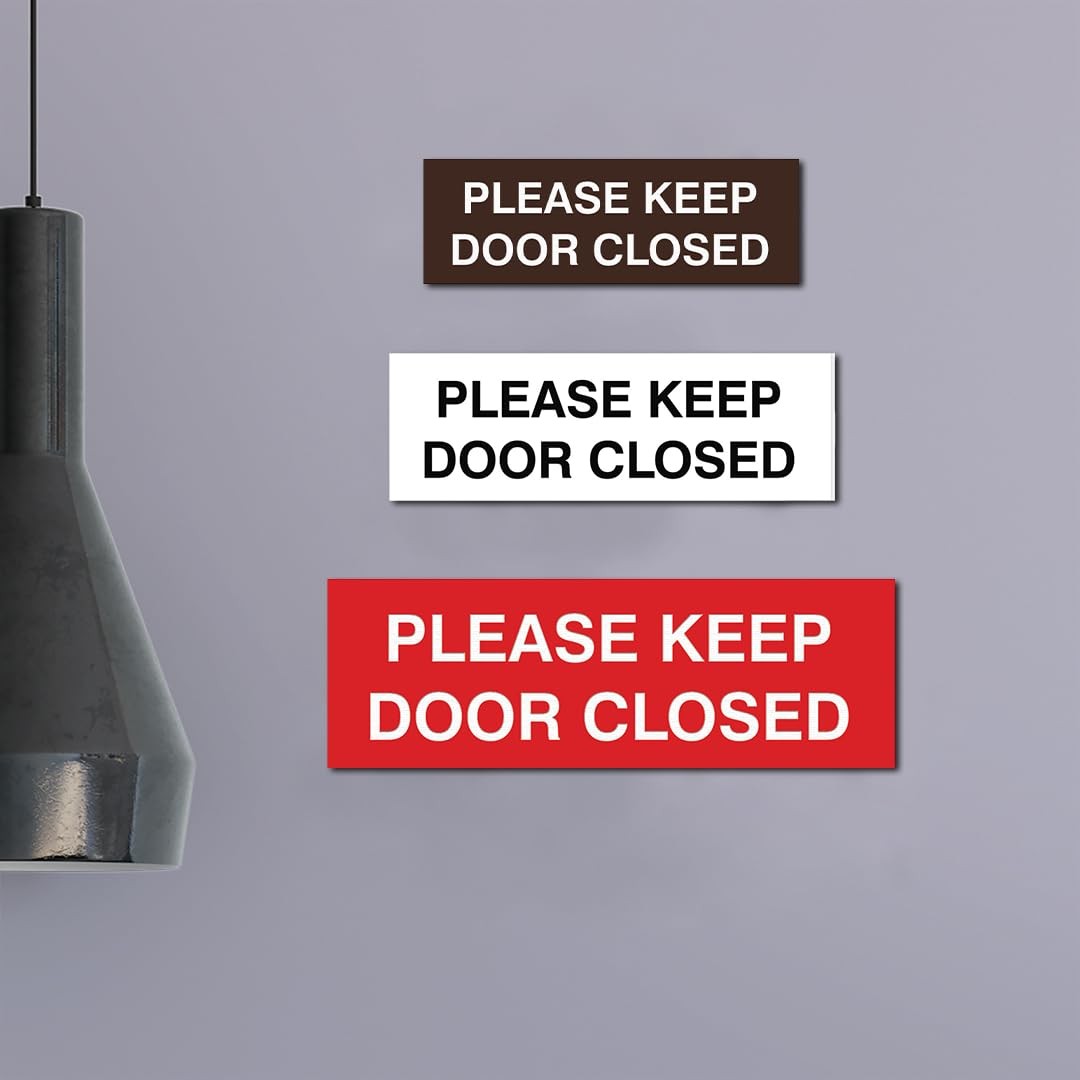 All Quality Please Keep Door Closed Door Sign – Brushed Silver Large 5 Pack