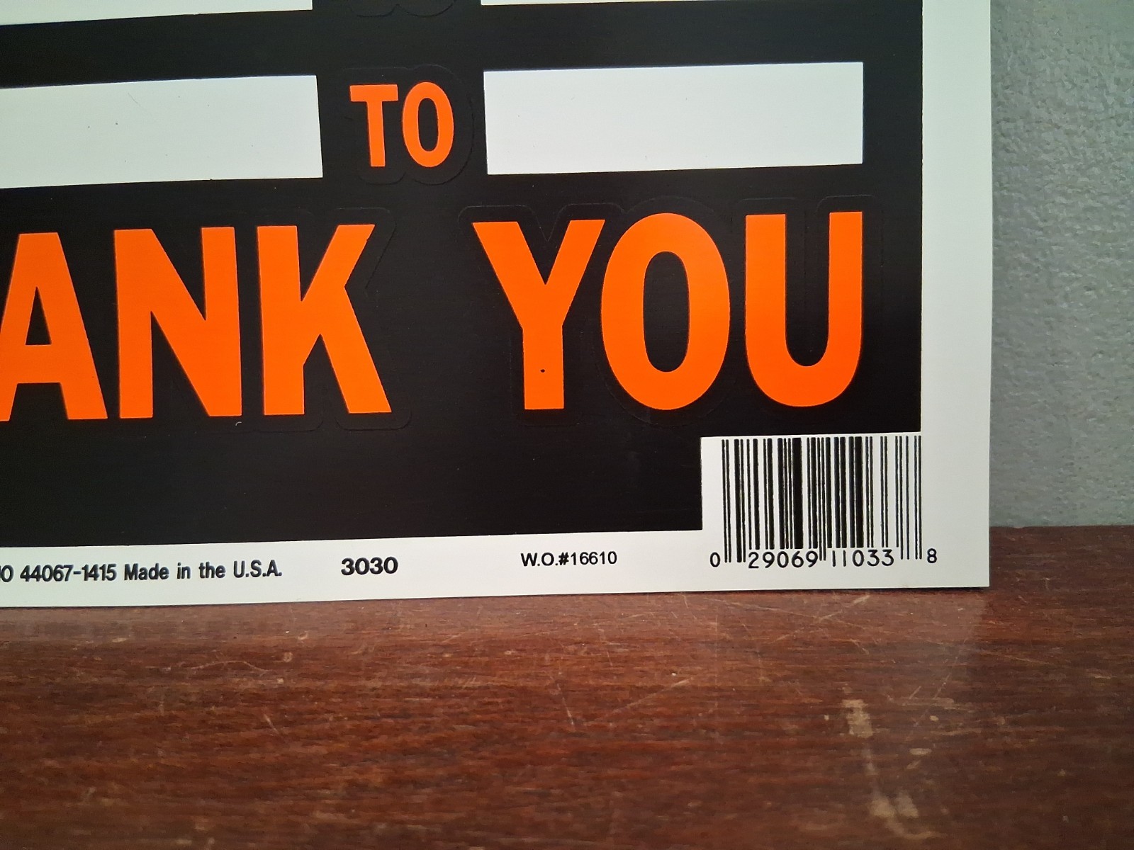 Hy-Ko Products Plastic 9&Prime;x12&Prime; Store Hours Thank You Sign NOS *discolored