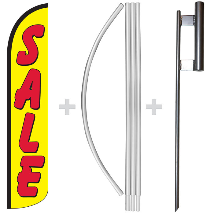 Sale Yellow/Red 15&prime; Tall Windless Swooper Feather Banner Flag & Pole Kit