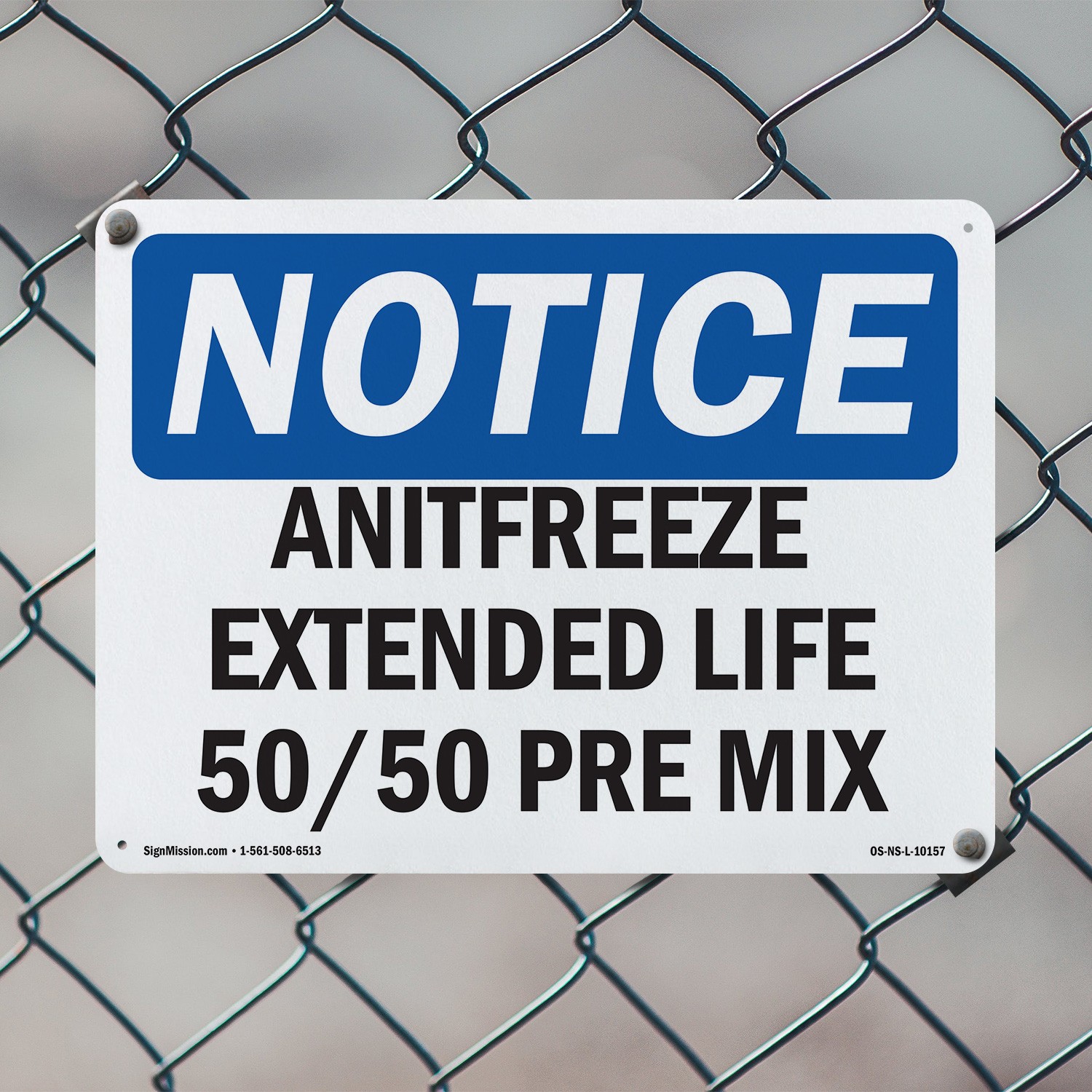 Antifreeze Extended Life 50 50 Pre Mix OSHA Notice Sign Or Decal – 5 or 10 Pack