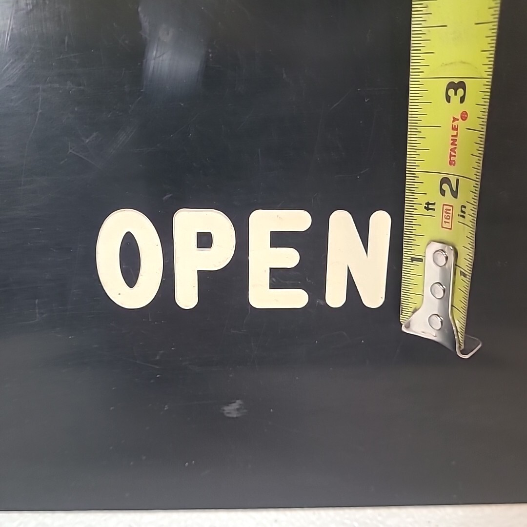 Set of Vintage OPEN / CLOSED White Letters On Black Double Sided 18&Prime; x 8&Prime;