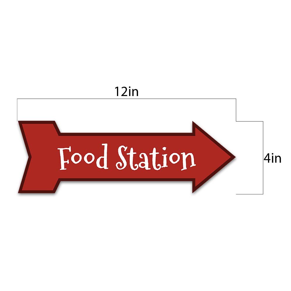 Arrow Shape Plus Food Station 12×4&Prime; Wall or Door Sign