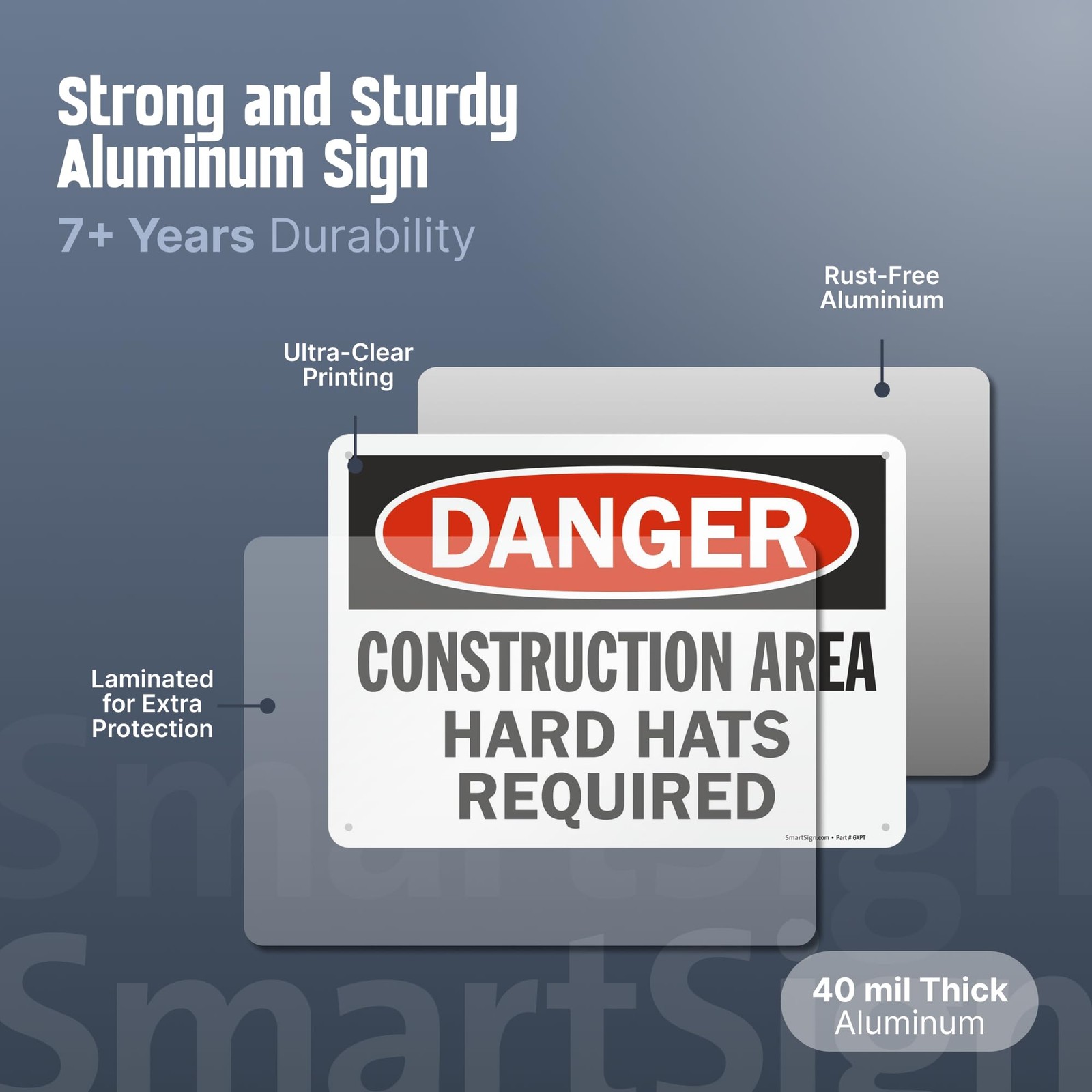 1 PCS U91386NA_10x14 Danger Hard Hats Required Sign 10×14 Inch Aluminum