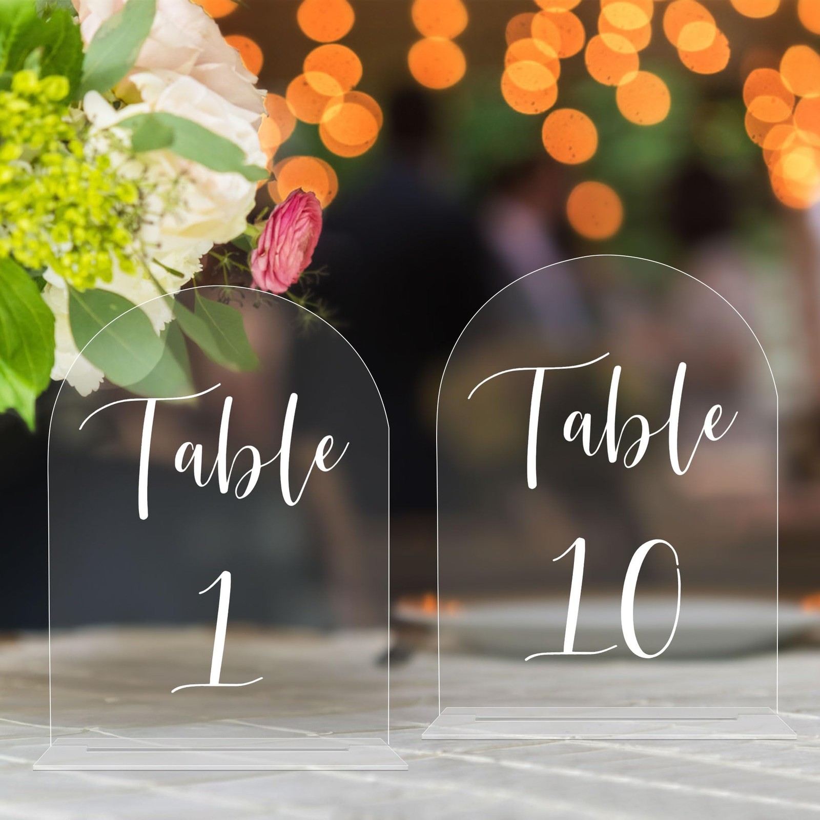 Arch Wedding Table Numbers 1-10 with Stands – 5&Prime; X 7&Prime; Acrylic Table Signs wit…