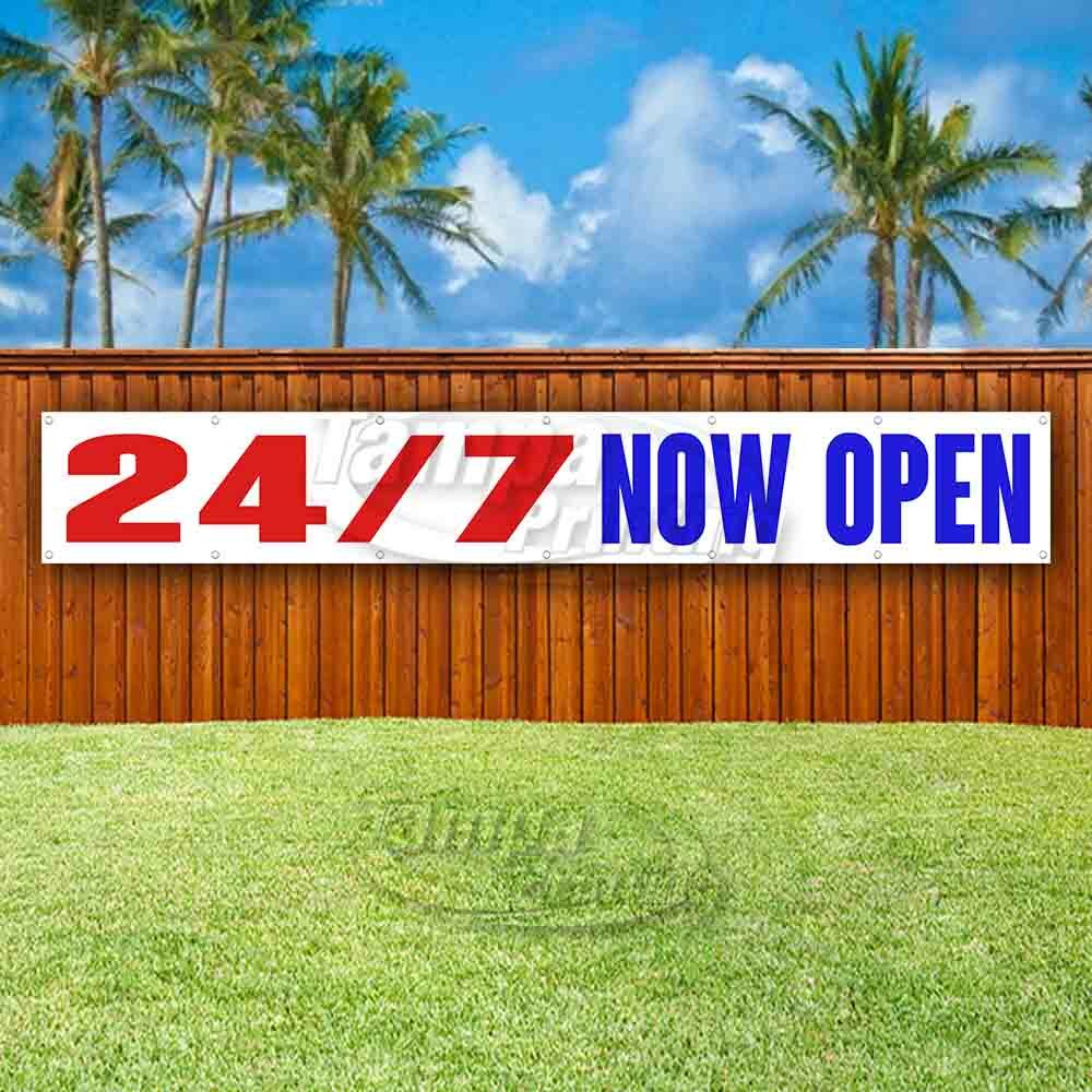 24/7 NOW OPEN Advertising Vinyl Banner Flag Sign LARGE HUGE XXL SIZE