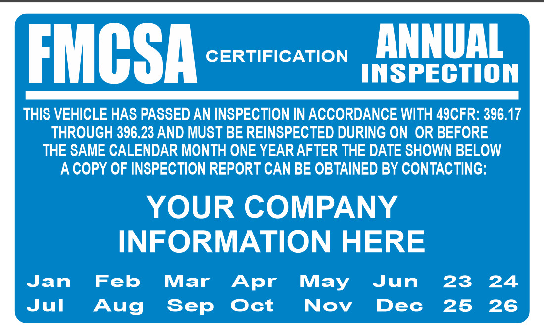 FMCSA DOT Annual Inspections Labels Set Of 50 Decals 5” Wide X 3” High