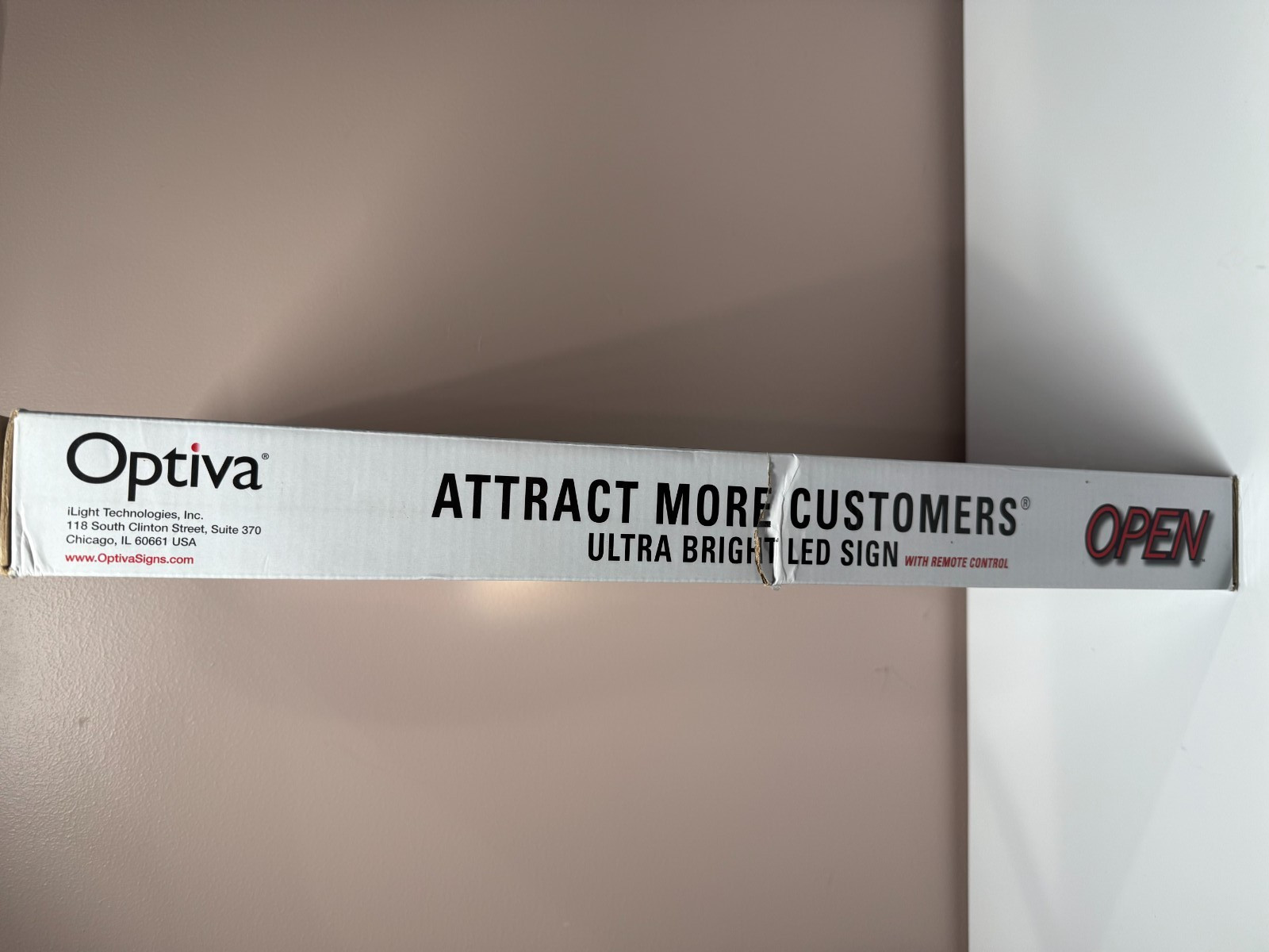 New Open Box Optiva 19.5&Prime; Ultra Bright LED OPEN Sign with Remote Control