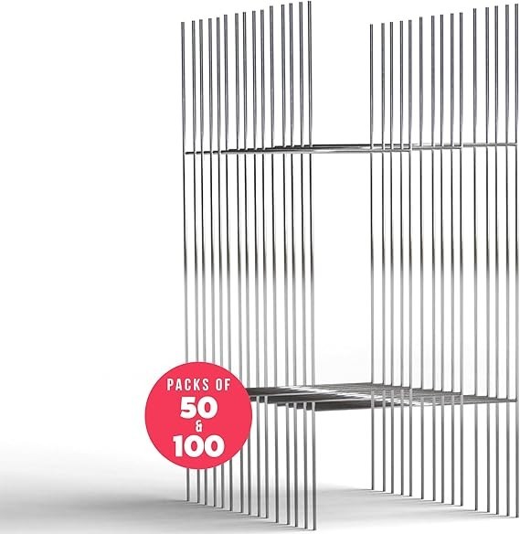 50-Pack 10&Prime;x24&Prime; H-Frame Yard Sign Stakes – Heavy-Duty 9-Gauge Galvanized Steel S