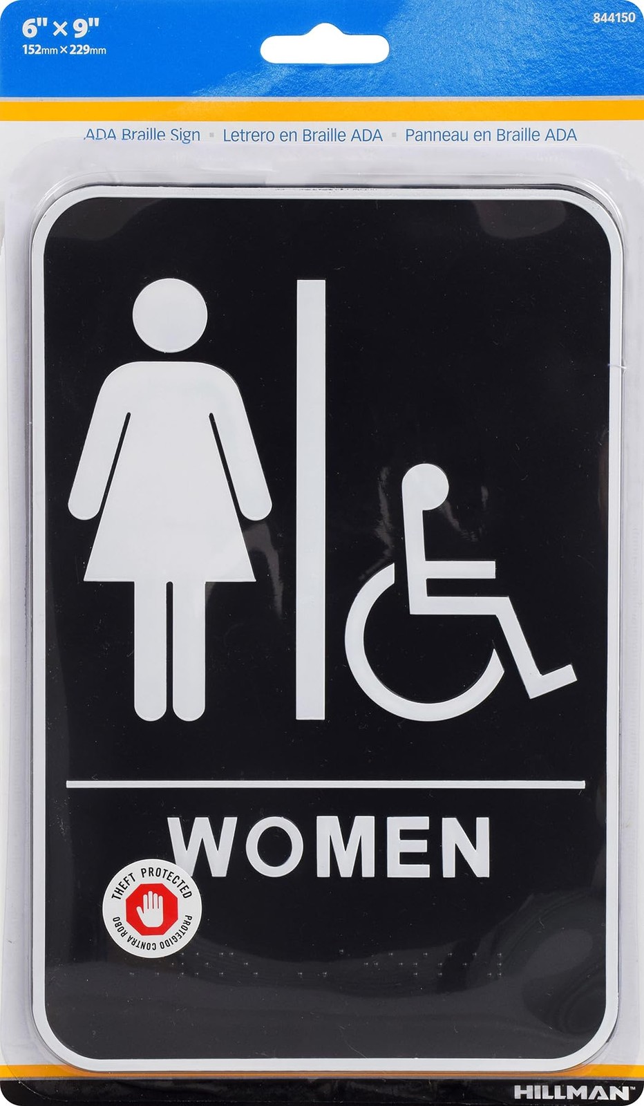 Women&rsquo;s Handicapped Restroom Sign with Braille 6×9&Prime; Bathroom Signage
