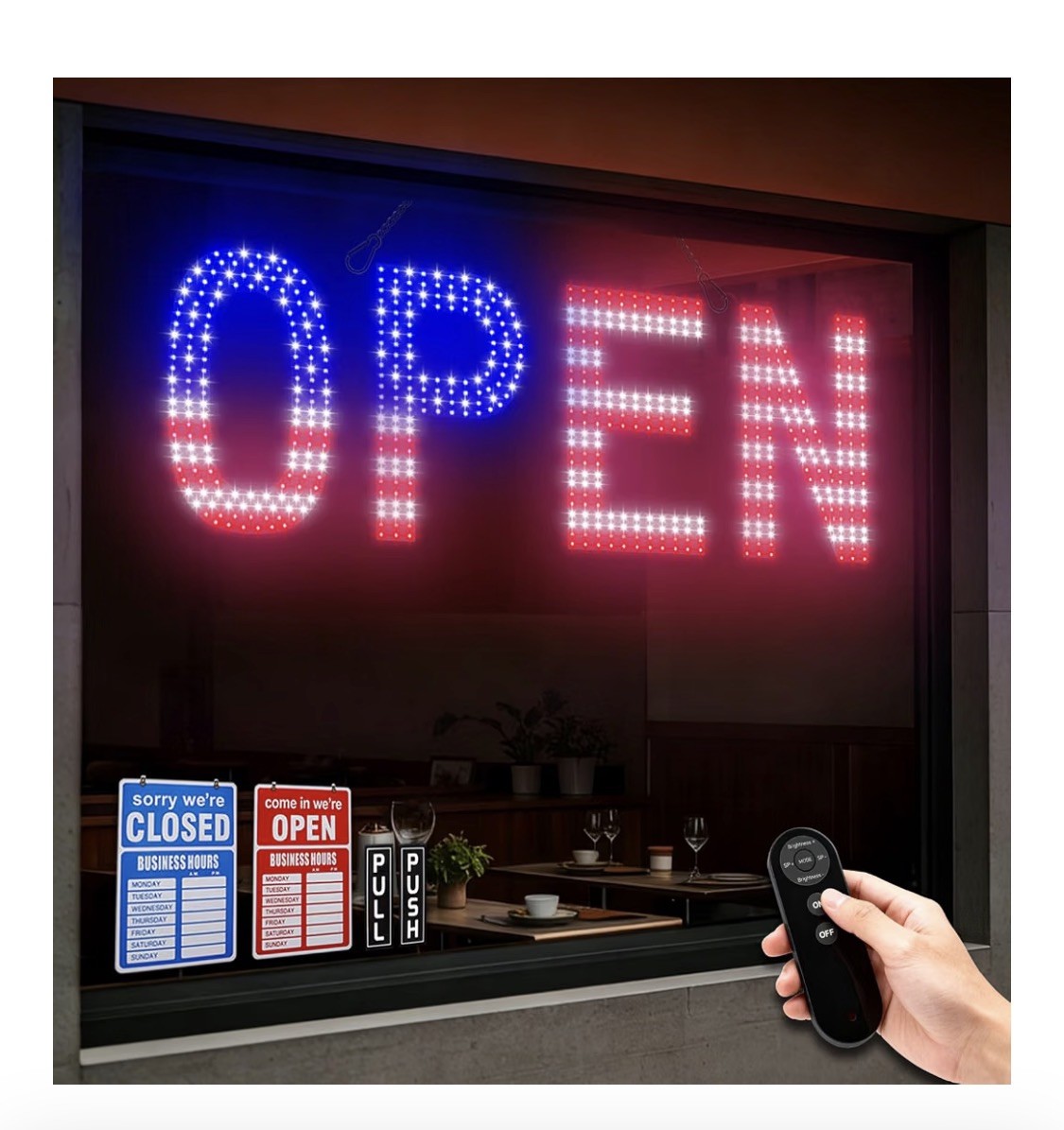LED Open Signs for Business, exTopGoal 30&Prime;x10&Prime; Large Bright Open Sign with Remot