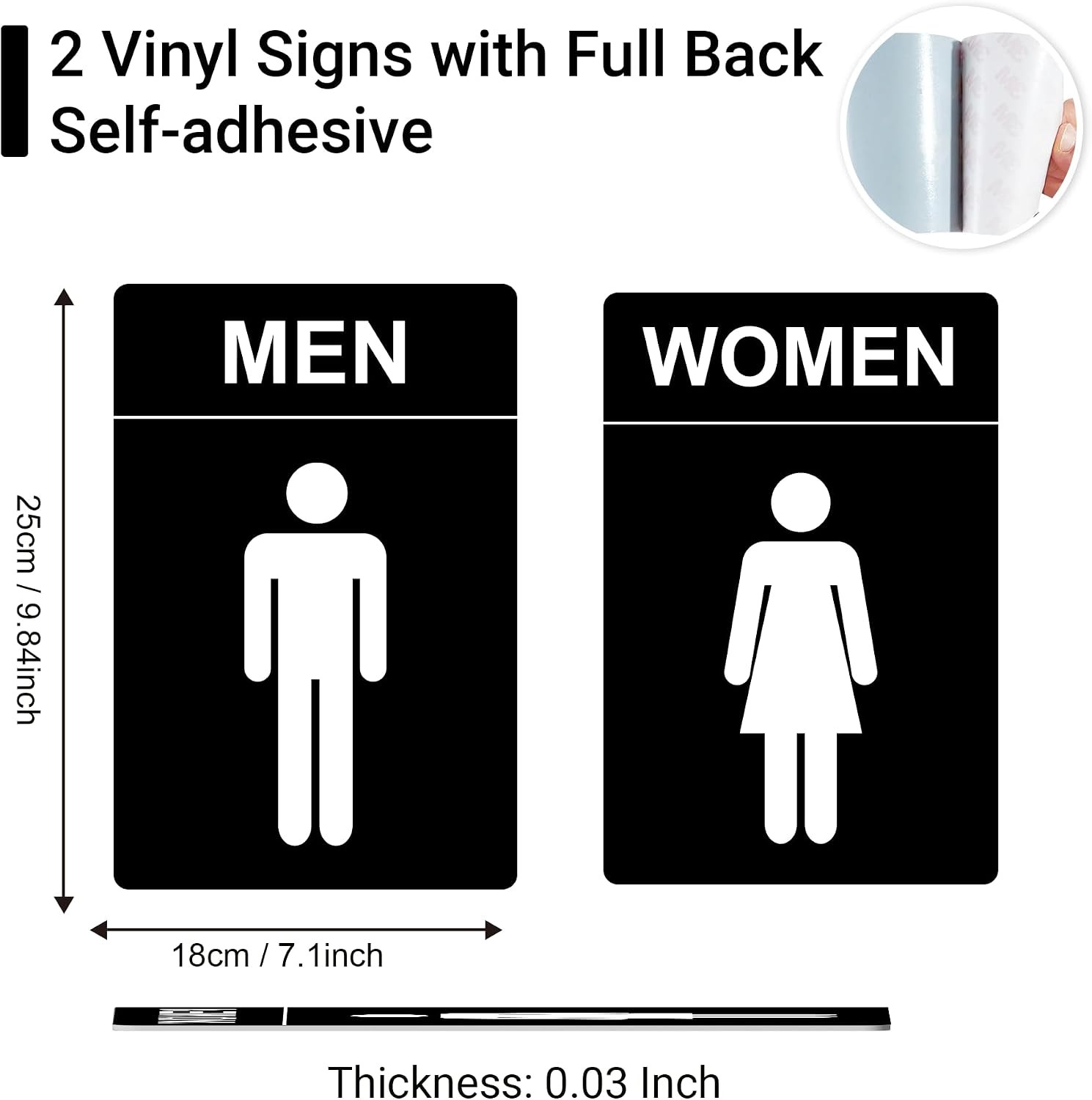 Restroom Sign – (2 Pack) 9&Prime;x6&Prime; Women and Men for Business with Strong Self-Ad…