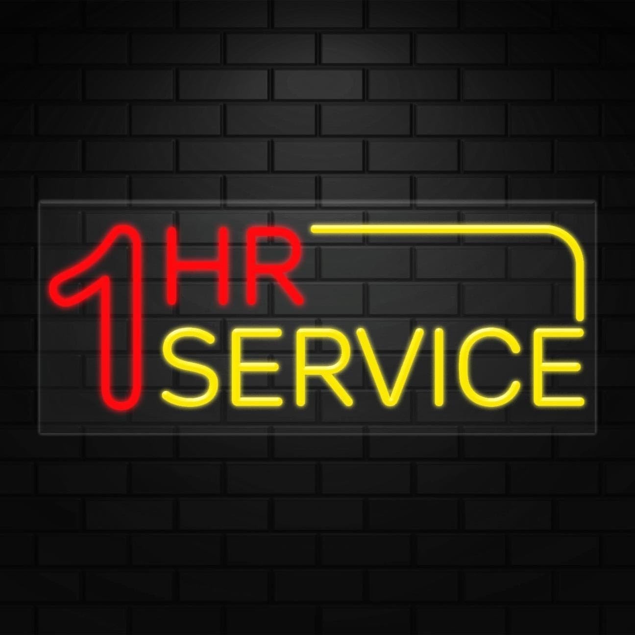 1 Hr Service Sign for Business Displays | LED Flex Neon | 32&Prime;W x 13&Prime;H x 1&Prime;D