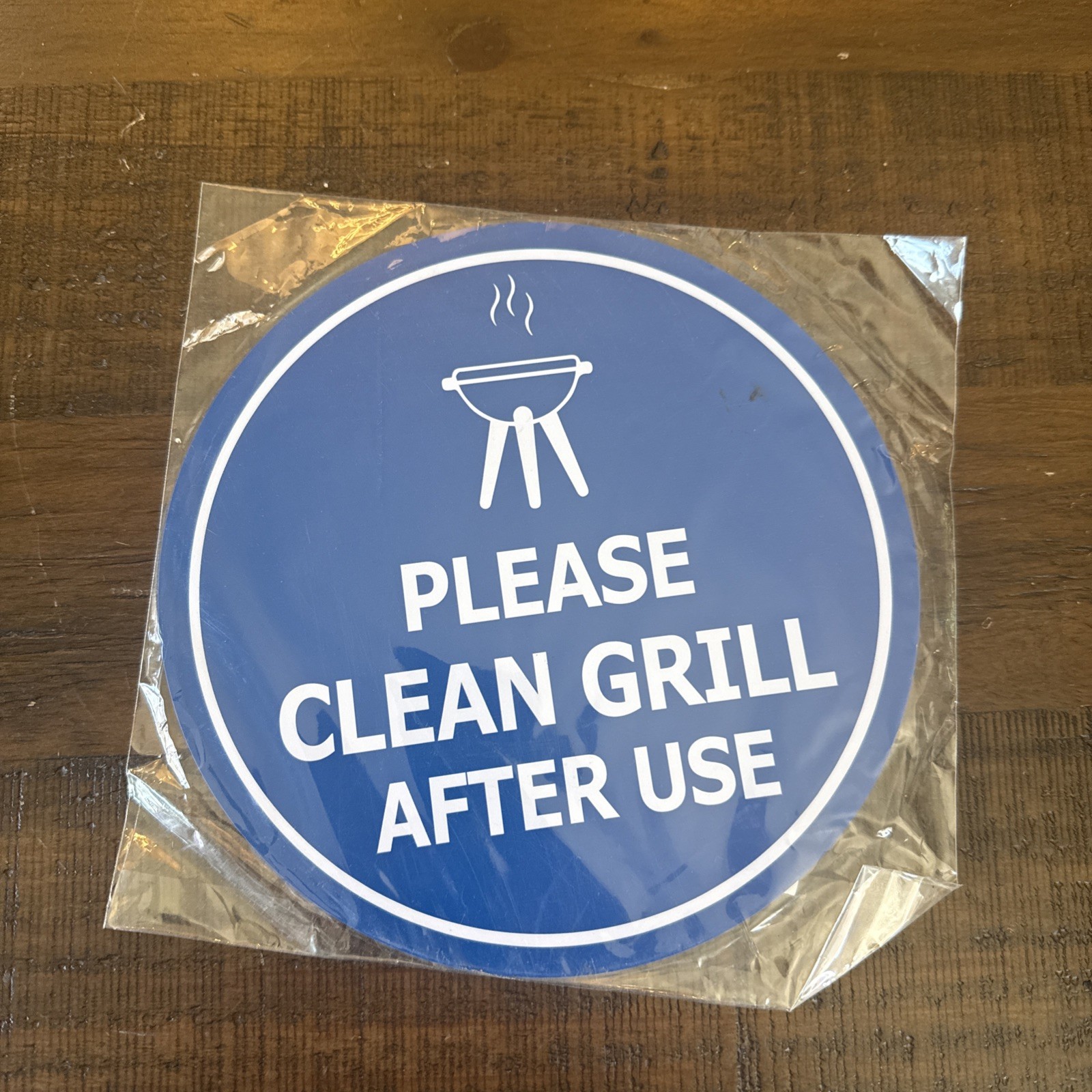 Circle Please Clean Grill after Use Sign BBQ Cleaning Signage Shared Living Blue