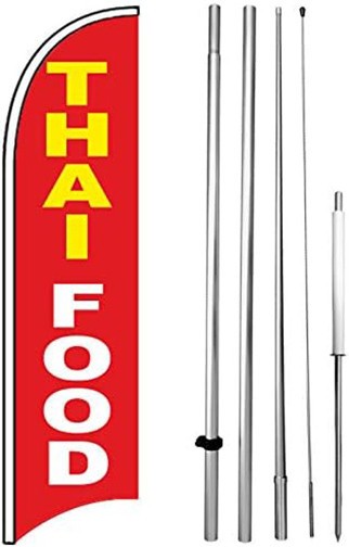 THAI FOOD Windless Swooper Flag 15 Ft Kit Feather Banner Sign rb-h