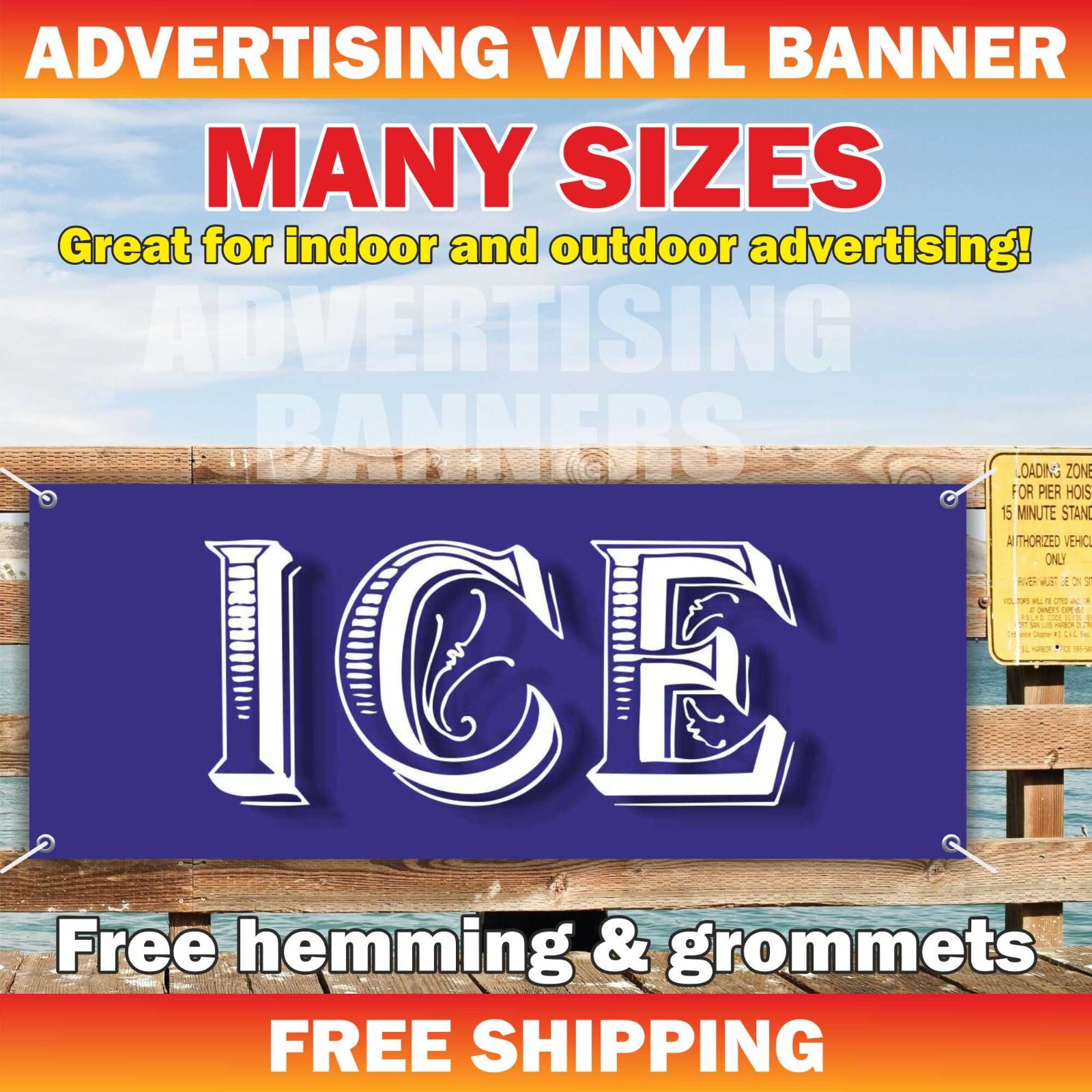 ICE Advertising Banner Vinyl Mesh Sign Flag cold frost store shop PACKAGED bag