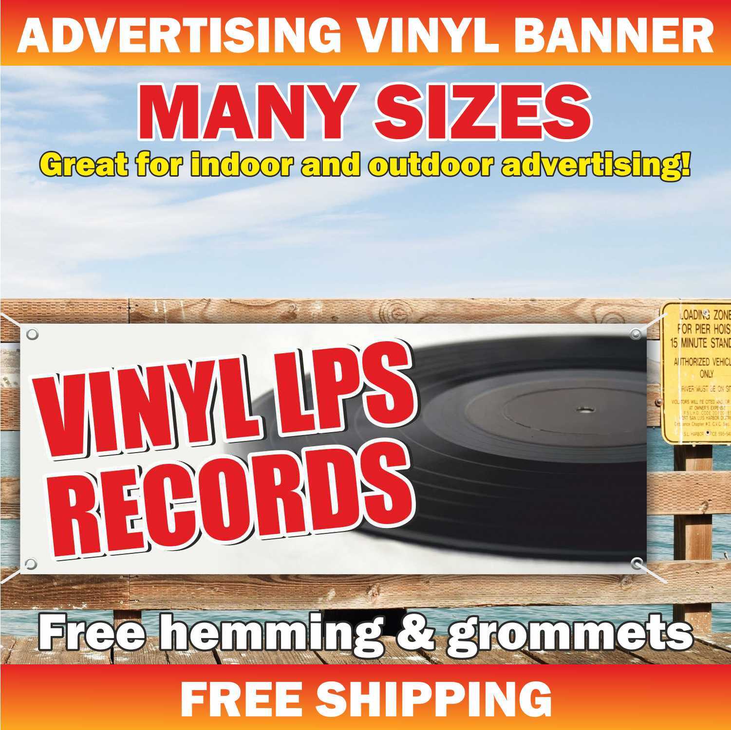 VINYL LPS Records Advertising Banner Vinyl Mesh Sign COLLECTIBLE ANTIQUE SHOP