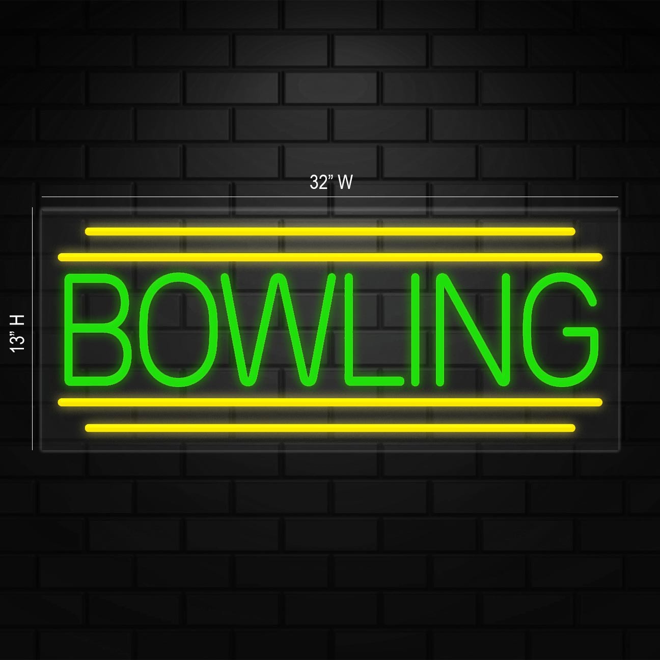 Bowling Sign for Business Displays | LED Flex Neon | 32&Prime;W x 13&Prime;H x 1&Prime;D