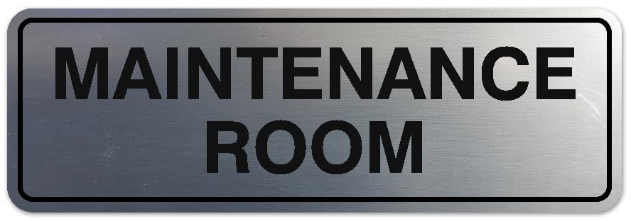 Standard Maintenance Room Sign Brushed Silver Large Office Wall Door Plaque