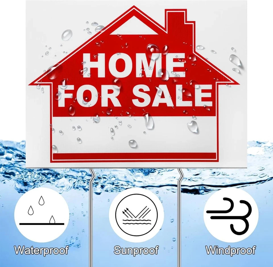 3 Pcs 12 X 16 Inches Home for Sale Signs with Stakes Double Sided Home for Sale