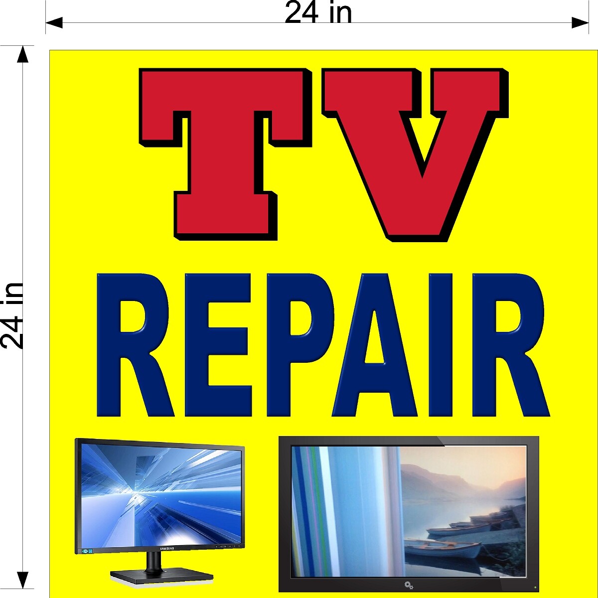 NEW PERFORATED WINDOW VINYL DECAL TV TELEVISION REPAIR 2&prime; X 2&prime;