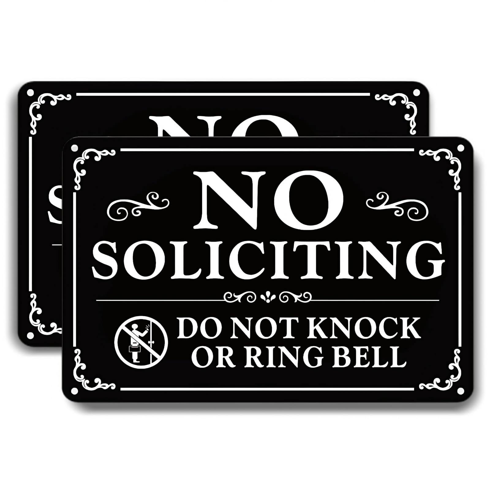 2 Pack No Soliciting Sign for Front Door,9 X 6 Inches Self-Adhesive No Soliciti