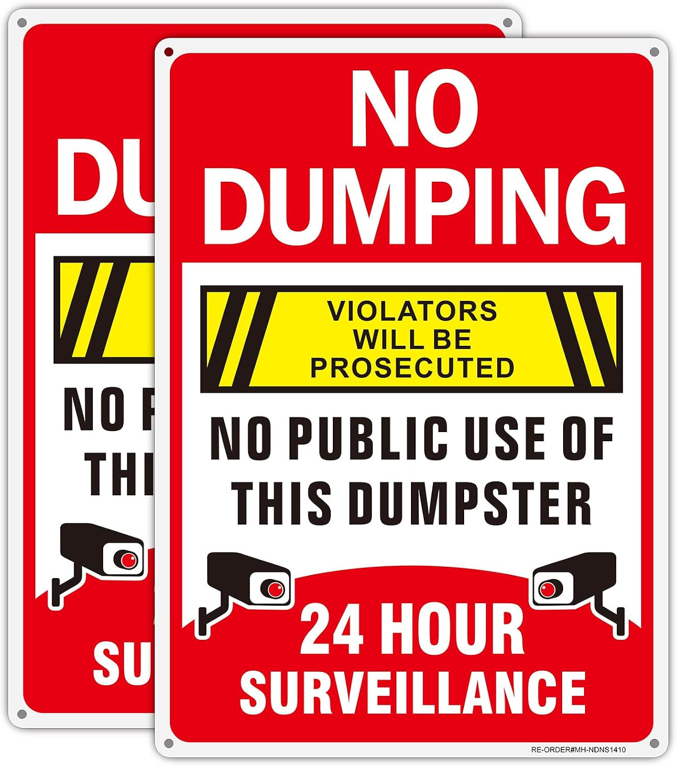 No Dumping Signs-2 Pack, 14X10Inch Aluminum No Public Use of Dumpster Sign, No