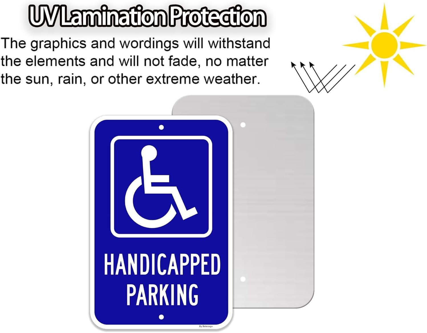 Handicap Parking Signs x 2 Pack, 12&Prime; x 18&Prime;, Reflective 12 x 18 x 0.63, blue