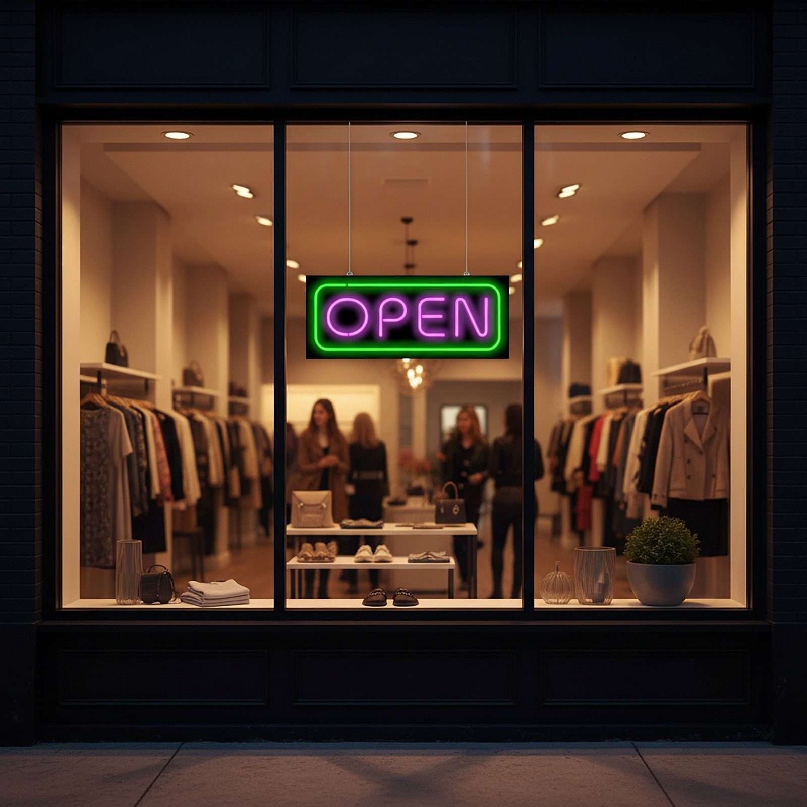 Deluxe Open Purple & Green Neon Sign REAL Neon Window Sign Ready to Ship Now