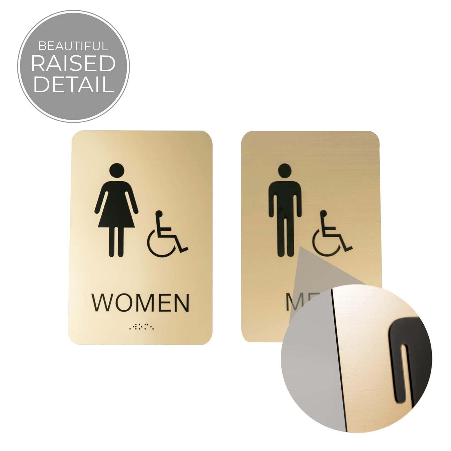 Gold Men & Women ADA Restroom Signs/Modern Chic 6&Prime; x 9&Prime; Acrylic Bathroom Sign…