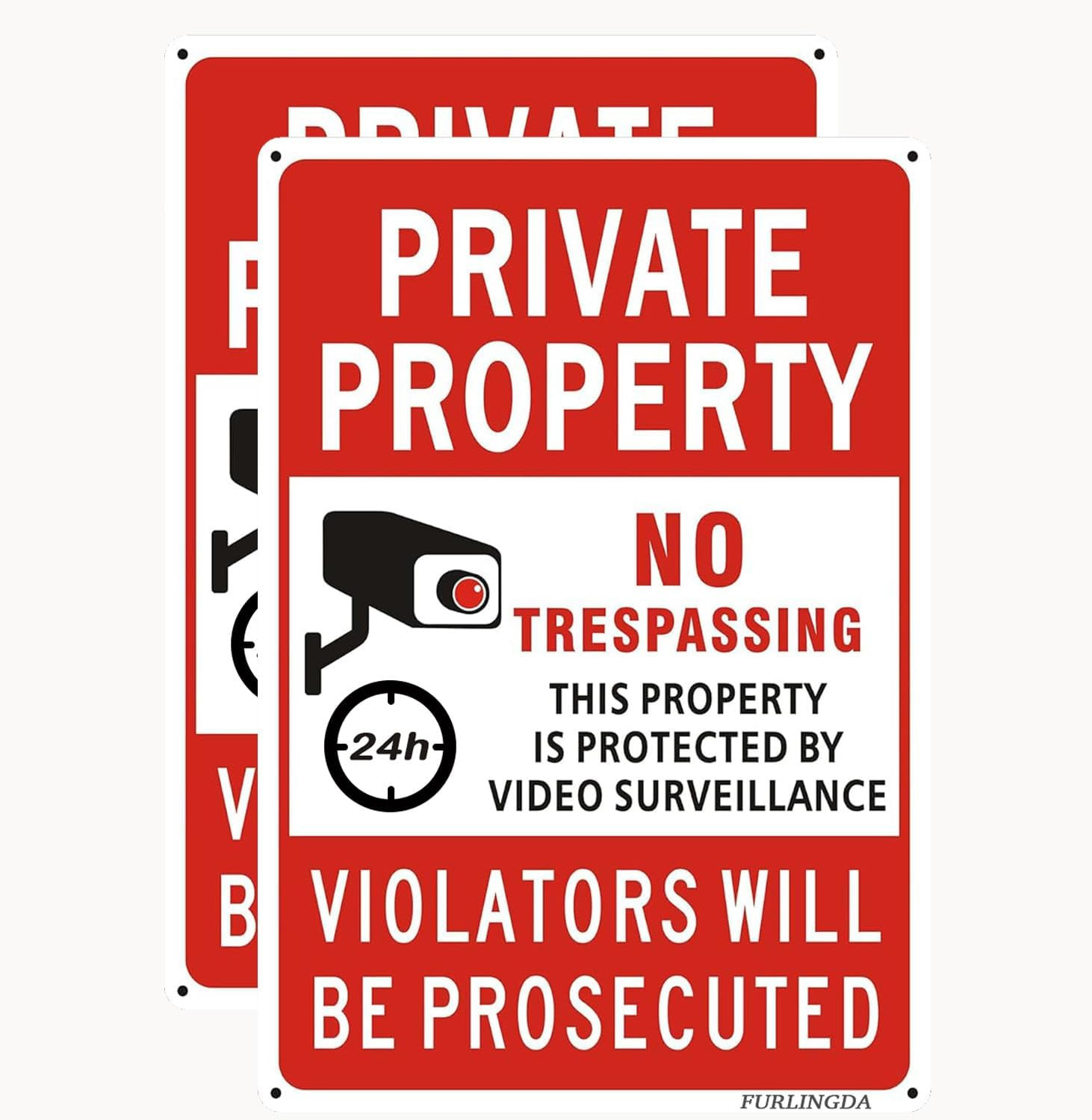2-Pack Large No Trespassing Signs Private Property, 18X12X0.4/14X10X0.4 Inch Thi