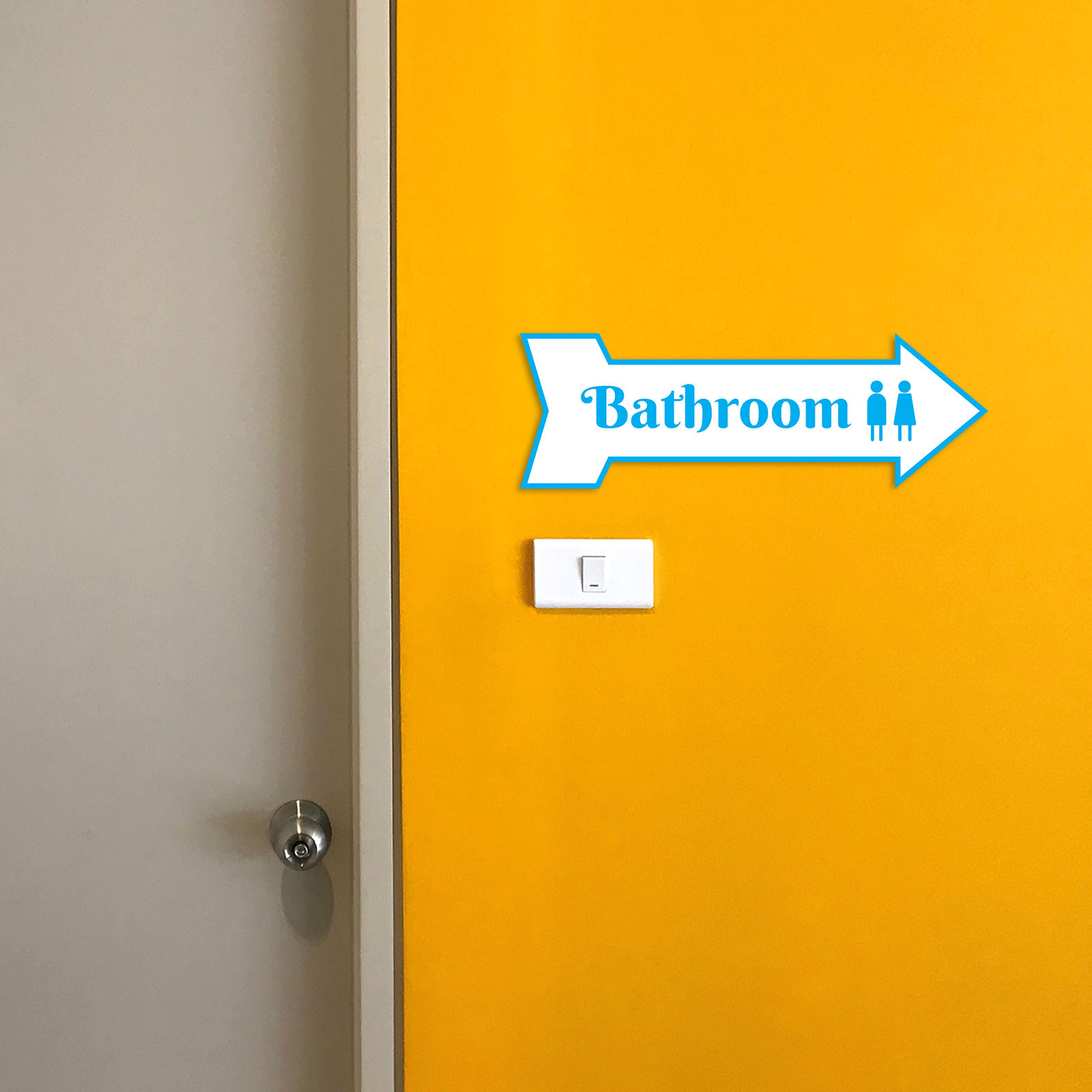 Arrow Shape Bathroom 12×4&Prime; Wall or Door Sign | Restrooms Signage