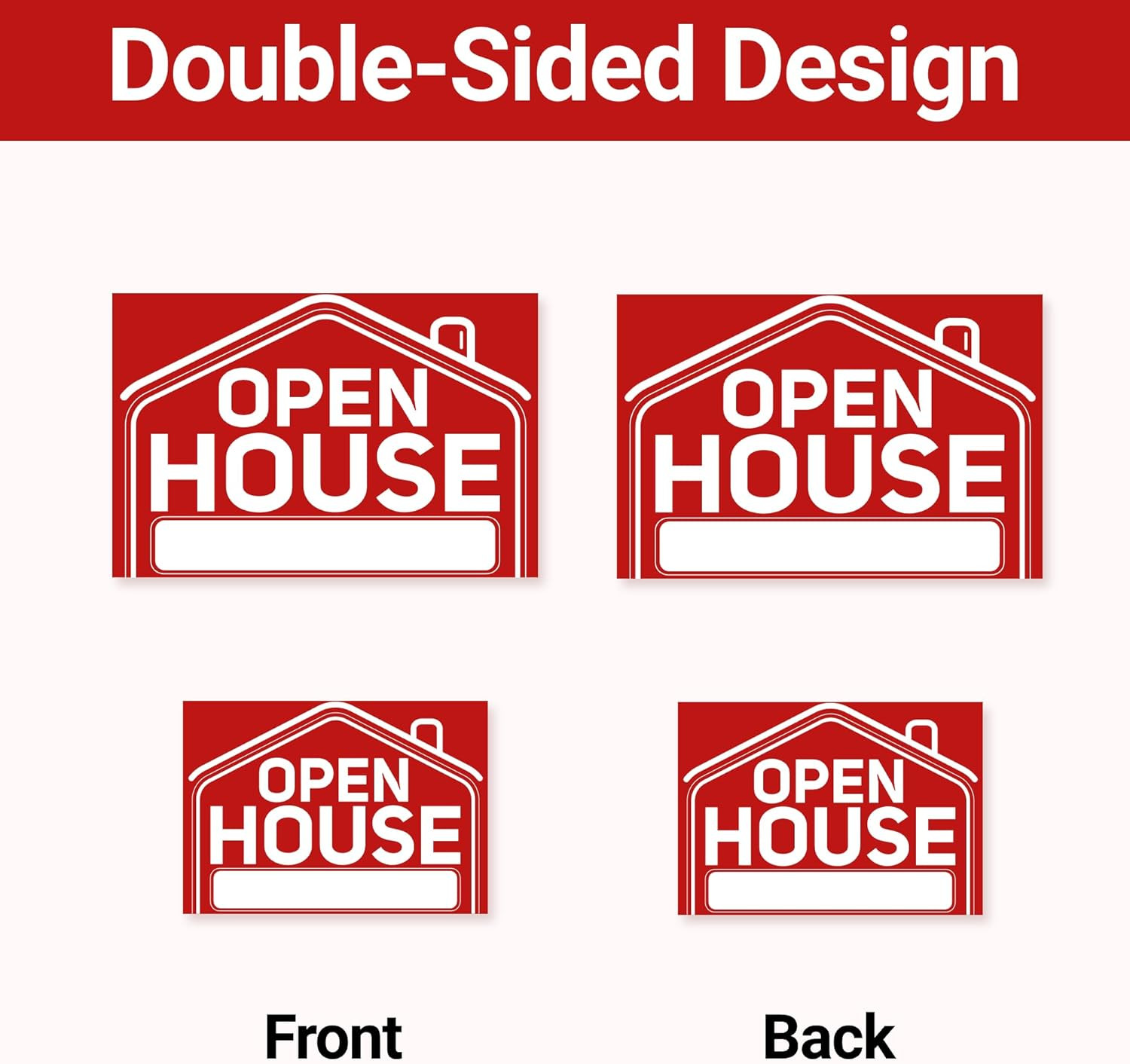 6 Pcs Open House Signs for Real Estate, 2 Pcs 24&Prime; x 16&Prime; and 4 Pcs 17&Prime; x 12&Prime; Open