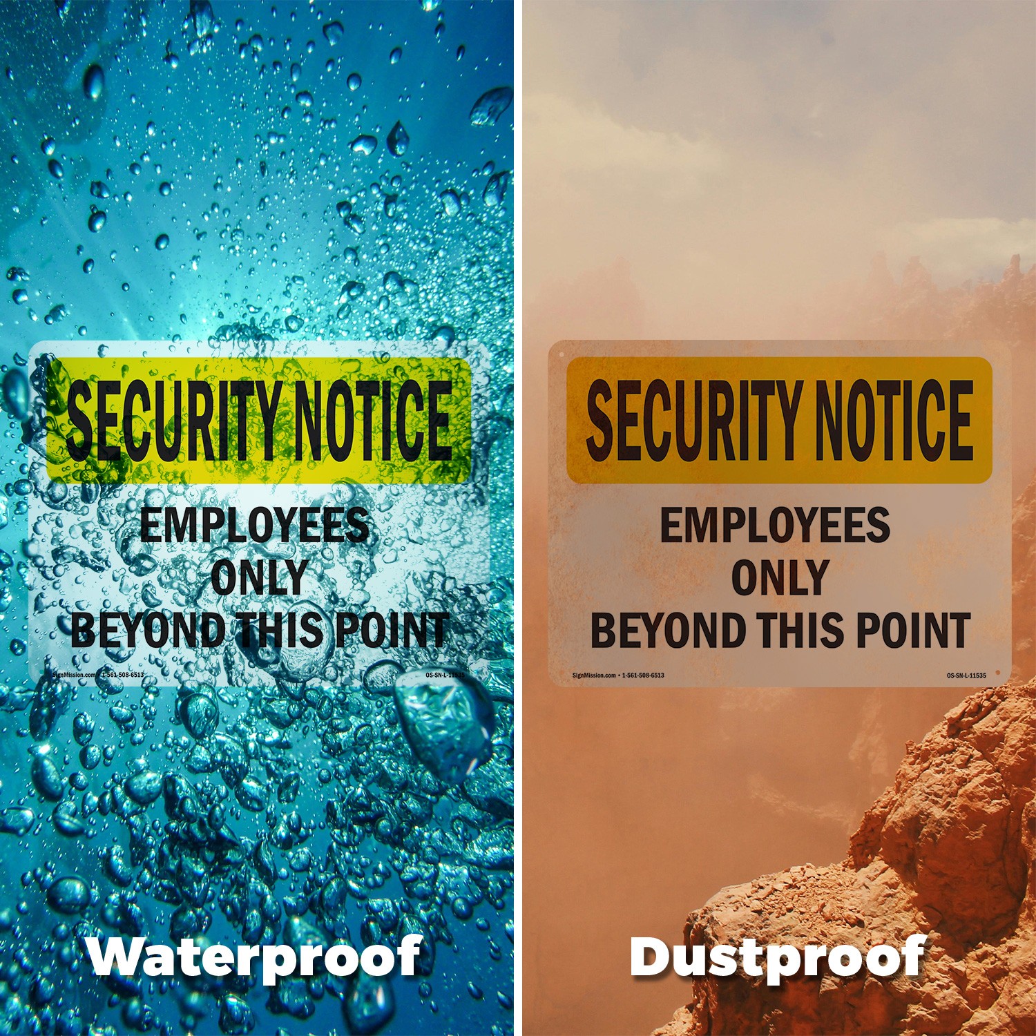 Employees Only Beyond This Point OSHA Security Notice Sign, Decal 5 or 10 Pack