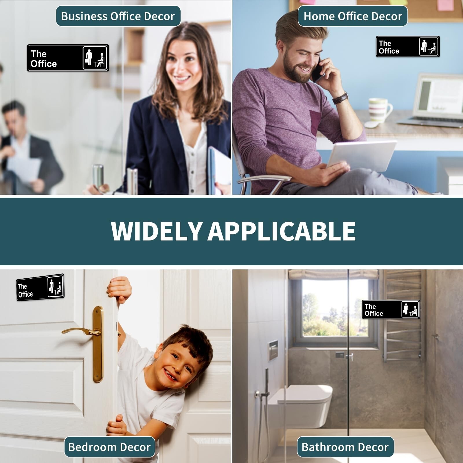 The Office Sign, 9 × 3 Inch Main Official Self Adhesive Office Sign for Doo