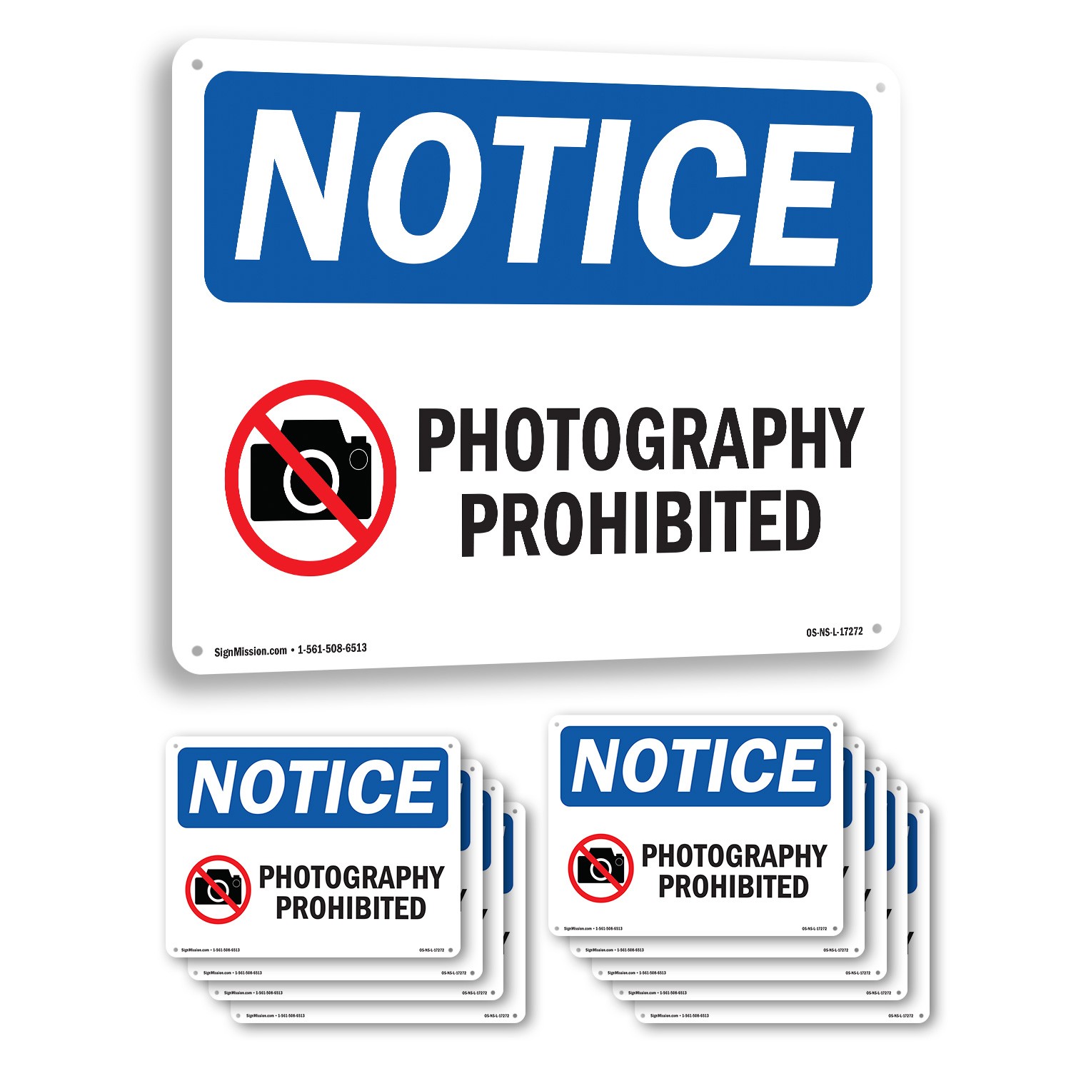 Photography Prohibited OSHA Notice Sign Metal, Plastic, Or Decal – 5 or 10 Pack