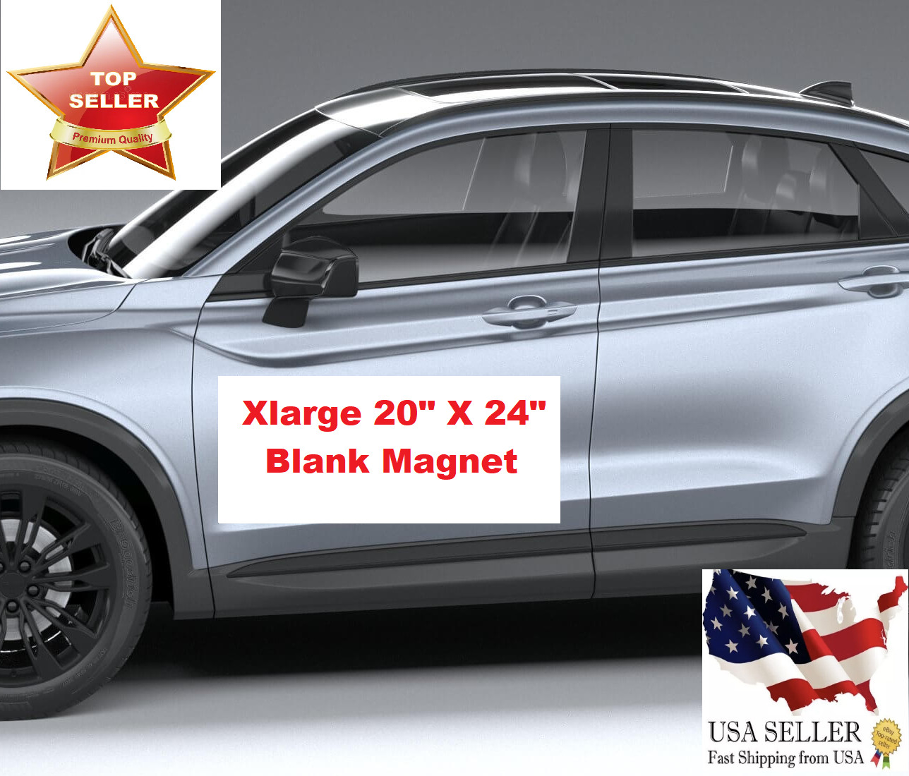 Blank WHITE Vehicle Magnetic Xlarge 20&Prime;x24&Prime; Sign Car Truck Van SUV Business Logo