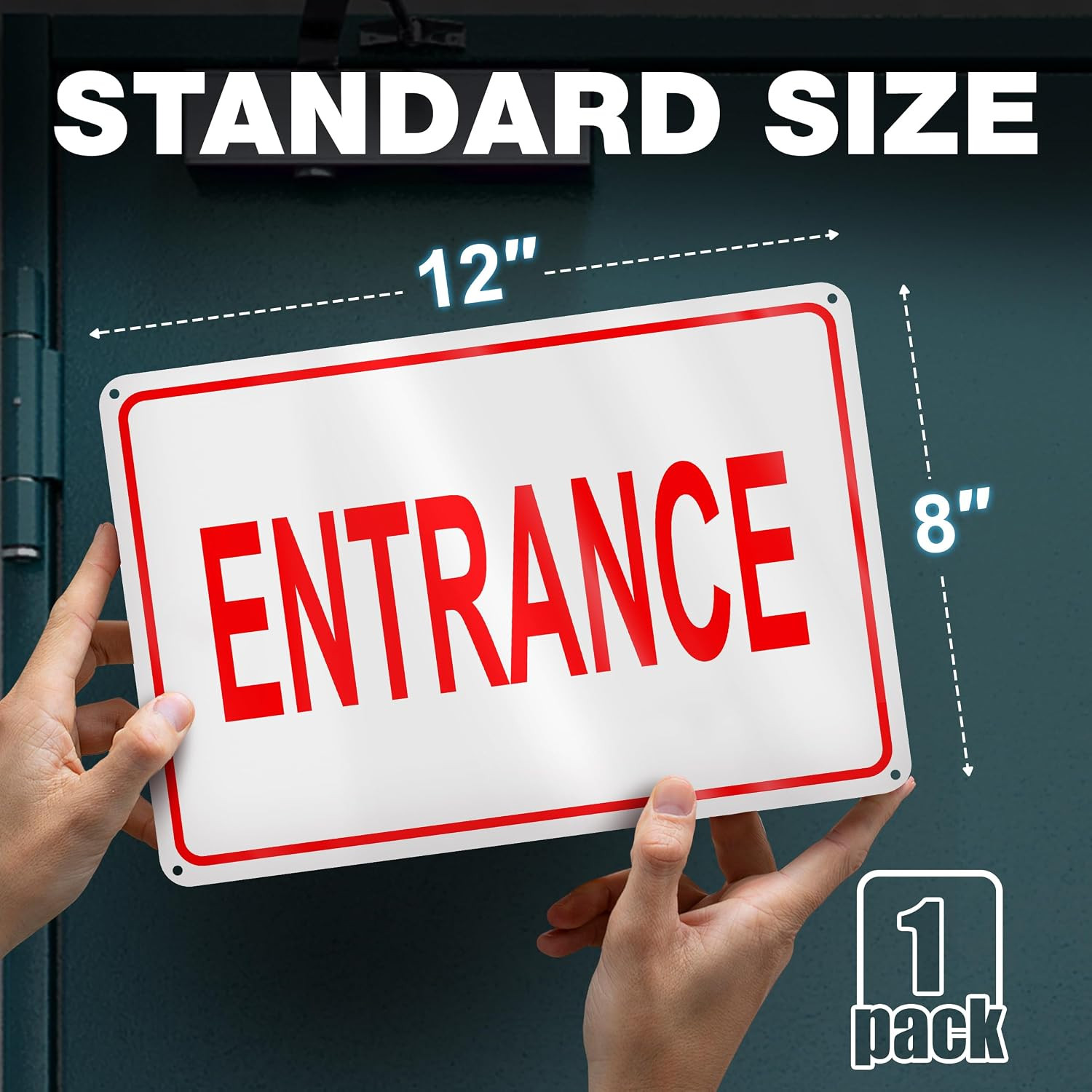 Reflective Entrance Sign, 8X12 Rust-Free Aluminum, Enter Here, Pre-Drilled |