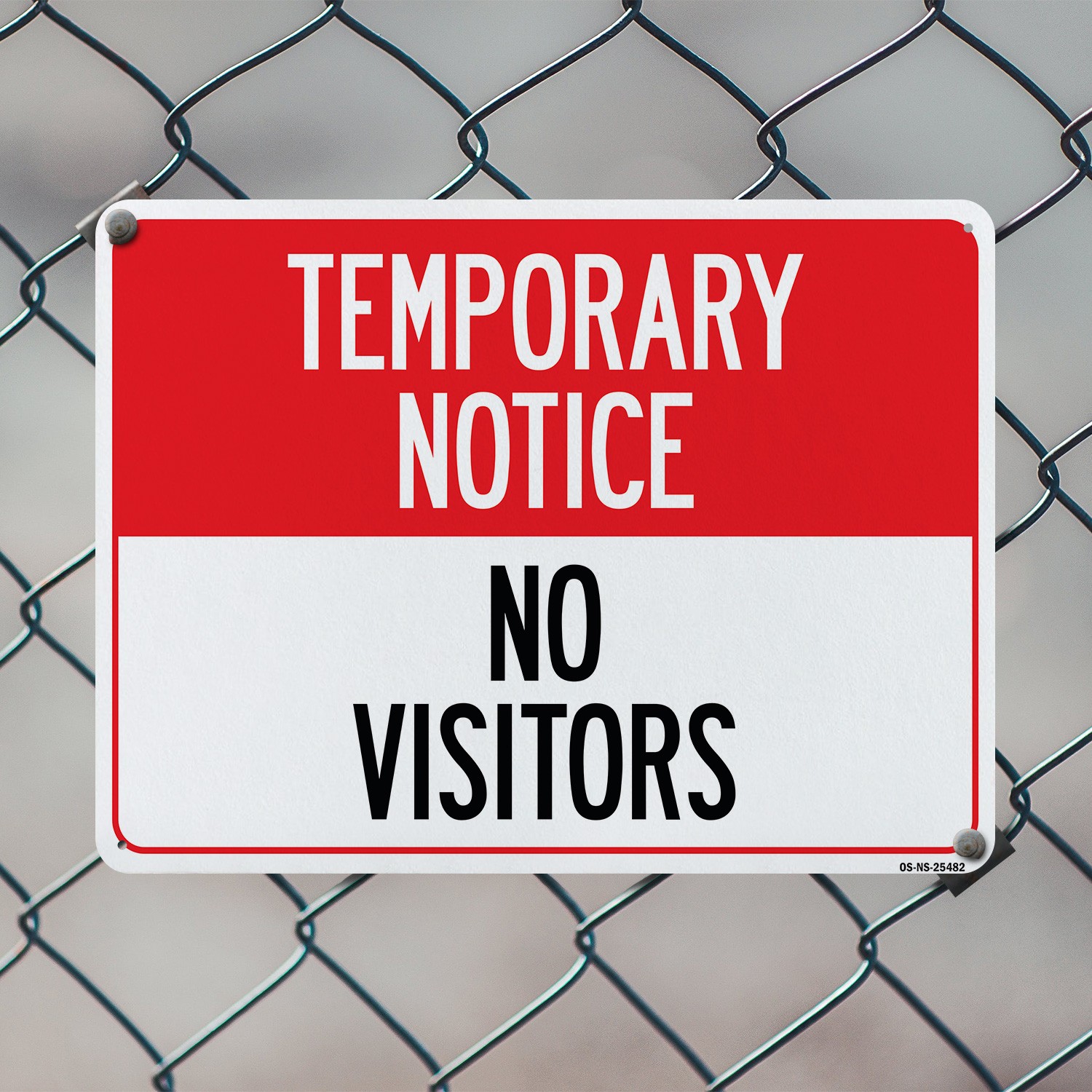 Temporary Notice No Visitors Public Safety Sign Metal,, Decal 5 or 10 Pack