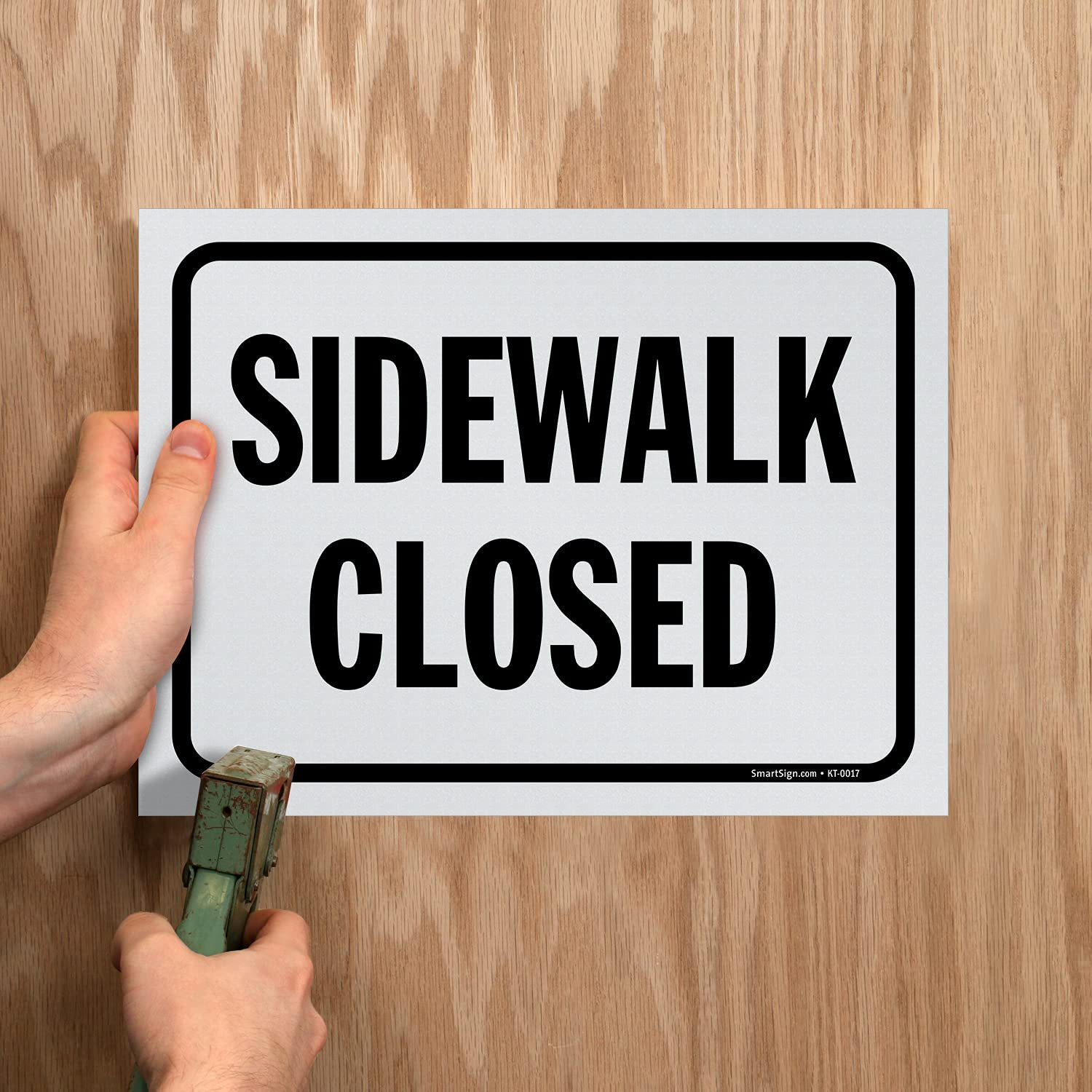(Pack of 5) 9 X 12 Inch “Sidewalk Closed” Sign, Screen Printed, 10 Mil Polystyre