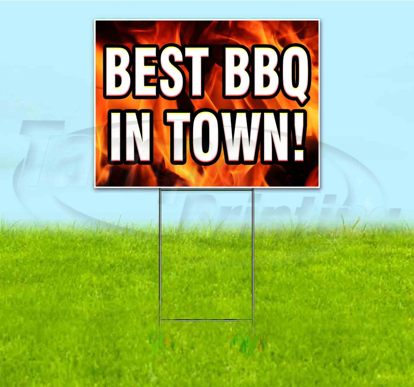BEST BBQ IN TOWN! 18×24 Yard Sign WITH STAKE Corrugated Bandit BUSINESS BARBEQUE