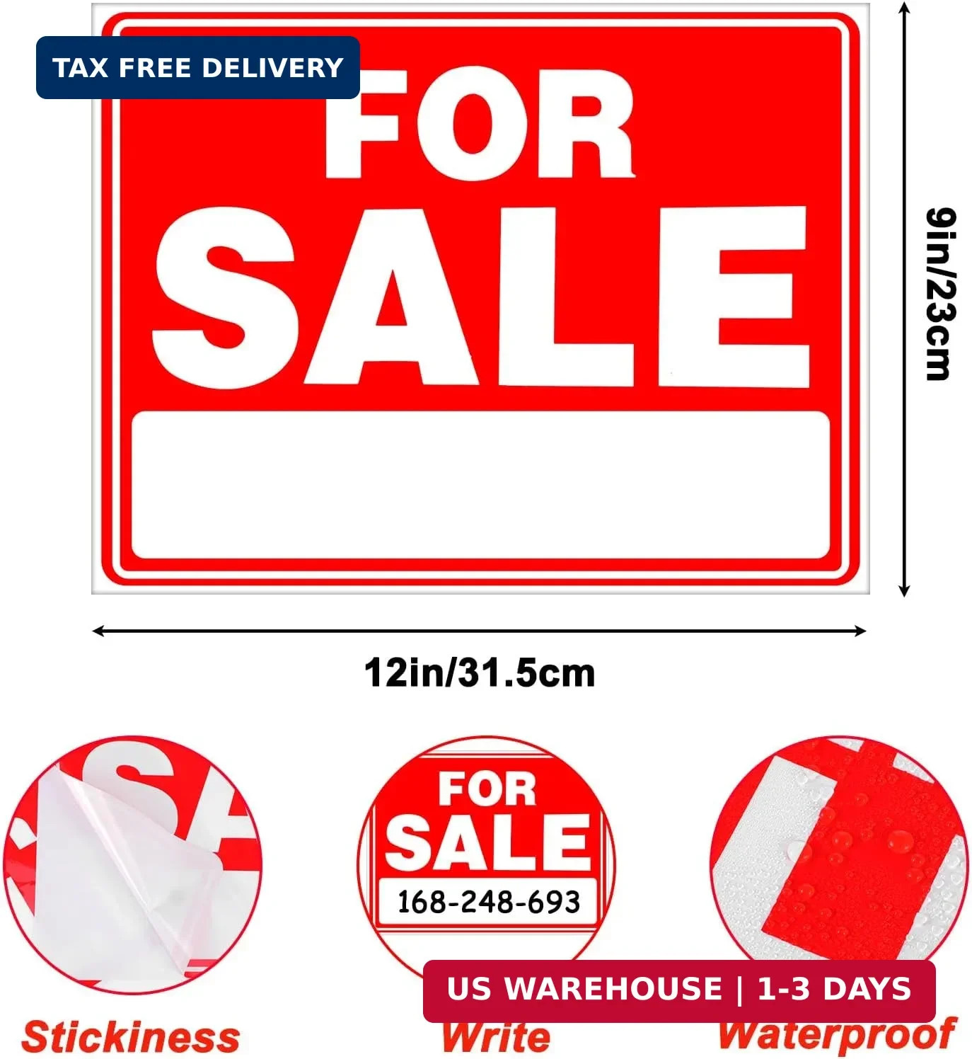 Kifmurase 50PC For Sale Signs Stickers, 12&Prime; x 9&Prime; Sale Sign for Car and Vehicles,
