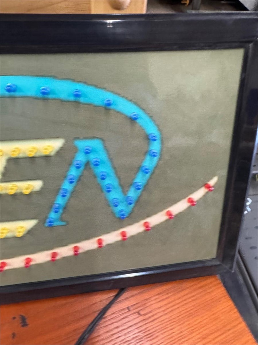 Multi colored rotating lights open sign for business-video included in listing